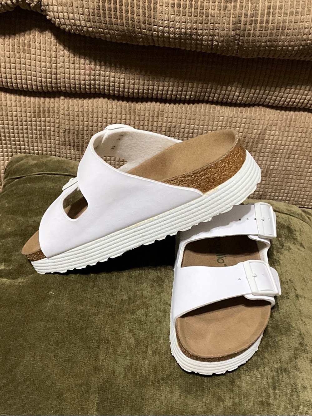 Papillio White Double-Buckle Platform Slide Sandals - Picture 10 of 12